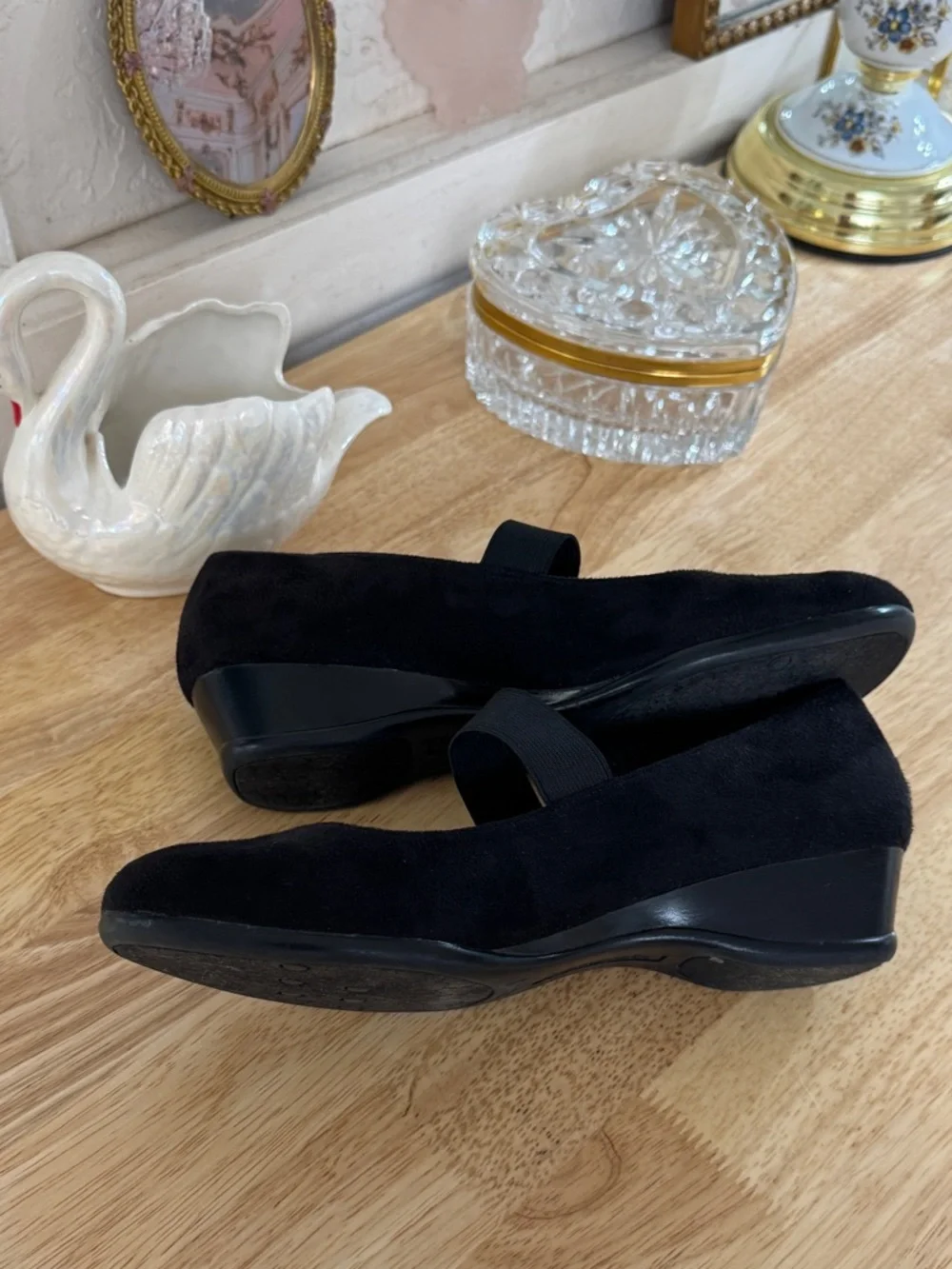 Vintage Y2K Classic Predictions Black Mary Jane Slip On Wedge Pumps Size 9 Retro